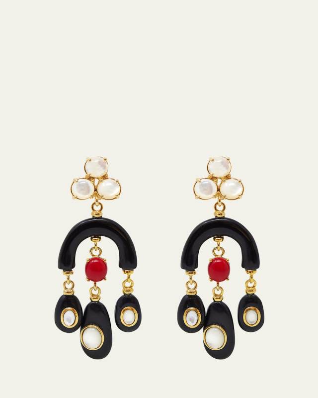 Resin and MOP Chandelier Earrings